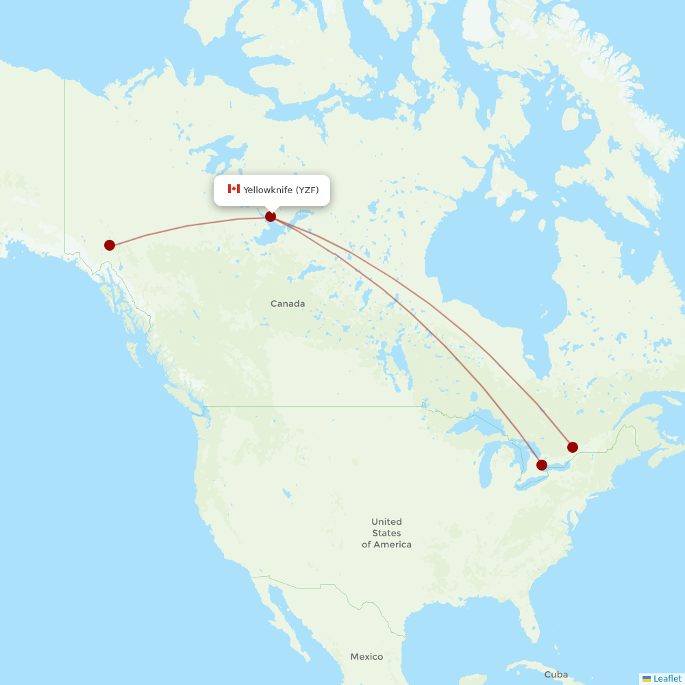 Air North at YZF route map