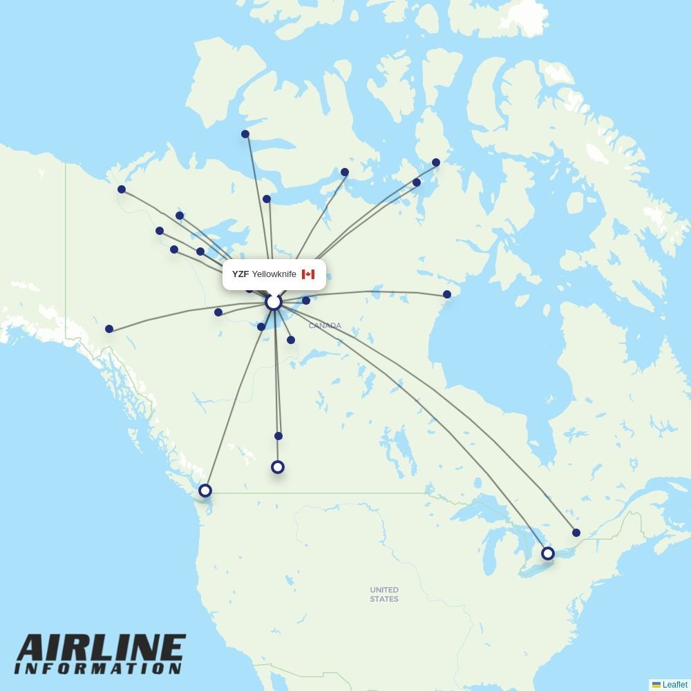 Canadian North routes from YZF