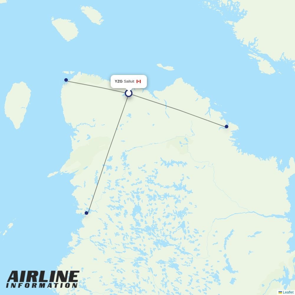 Air Inuit routes from YZG