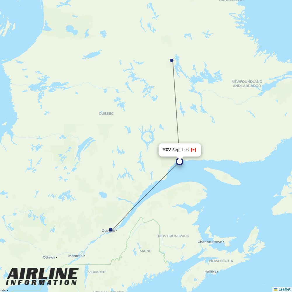 Air Inuit routes from YZV