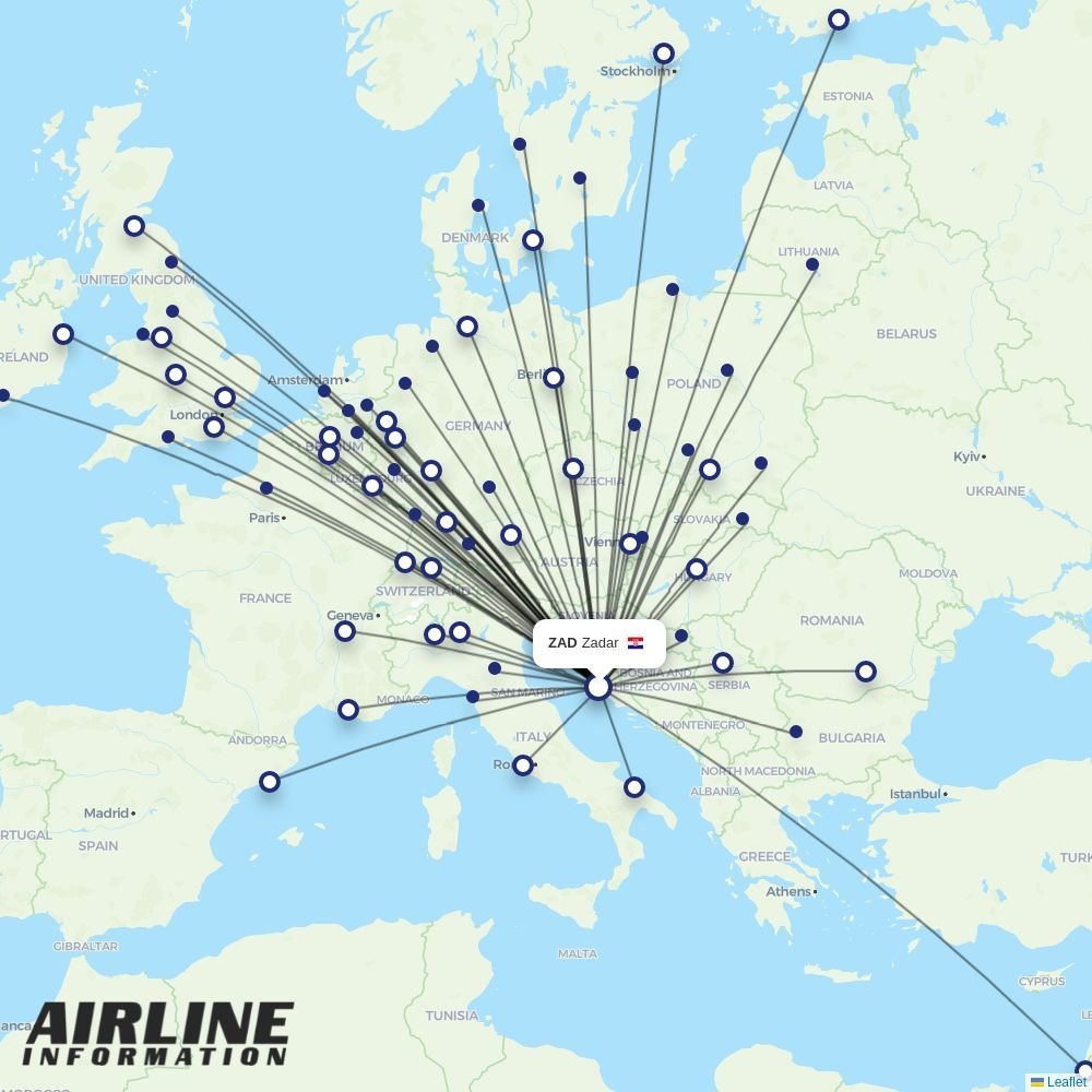 Trade Air routes from ZAD