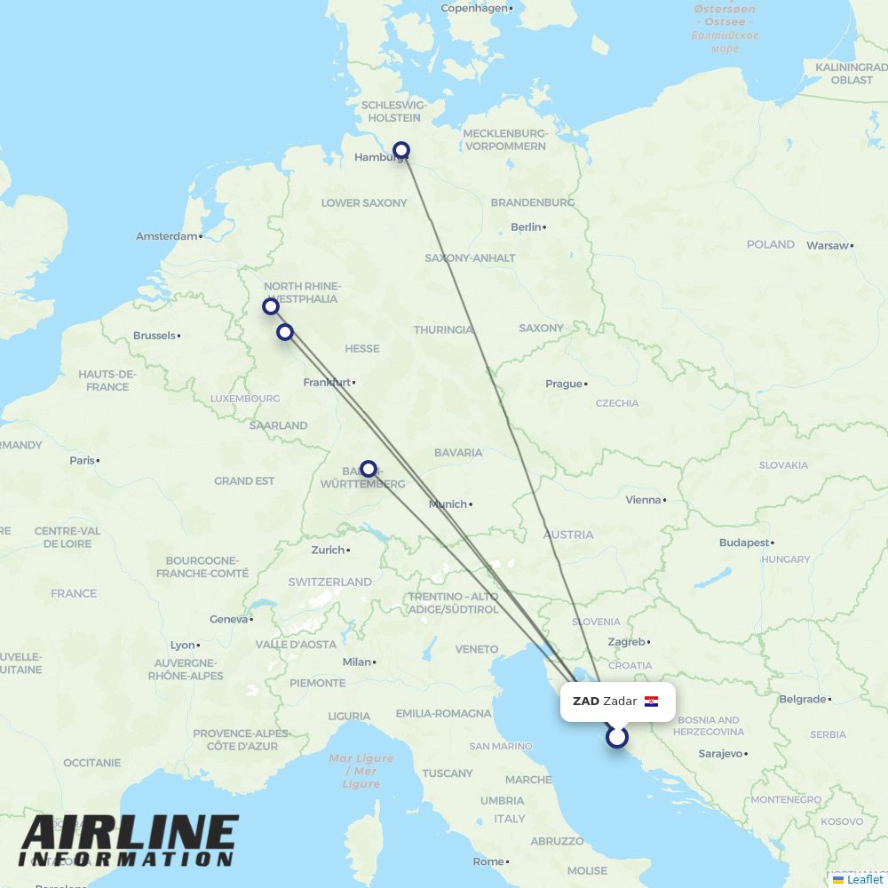 Eurowings routes from ZAD