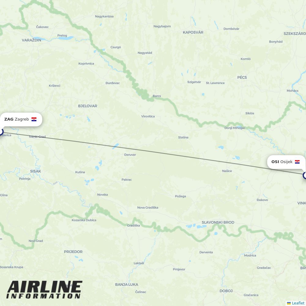 Trade Air routes from ZAG