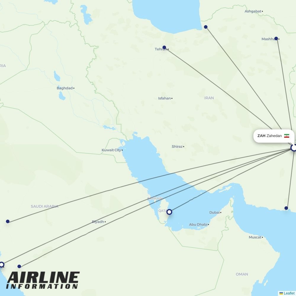 Qeshm Air routes from ZAH
