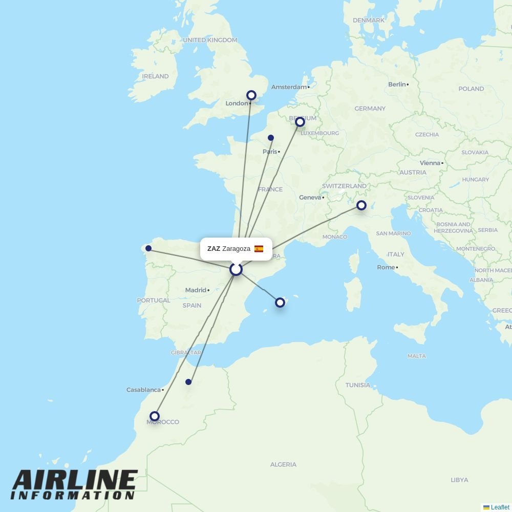 Ryanair routes from ZAZ