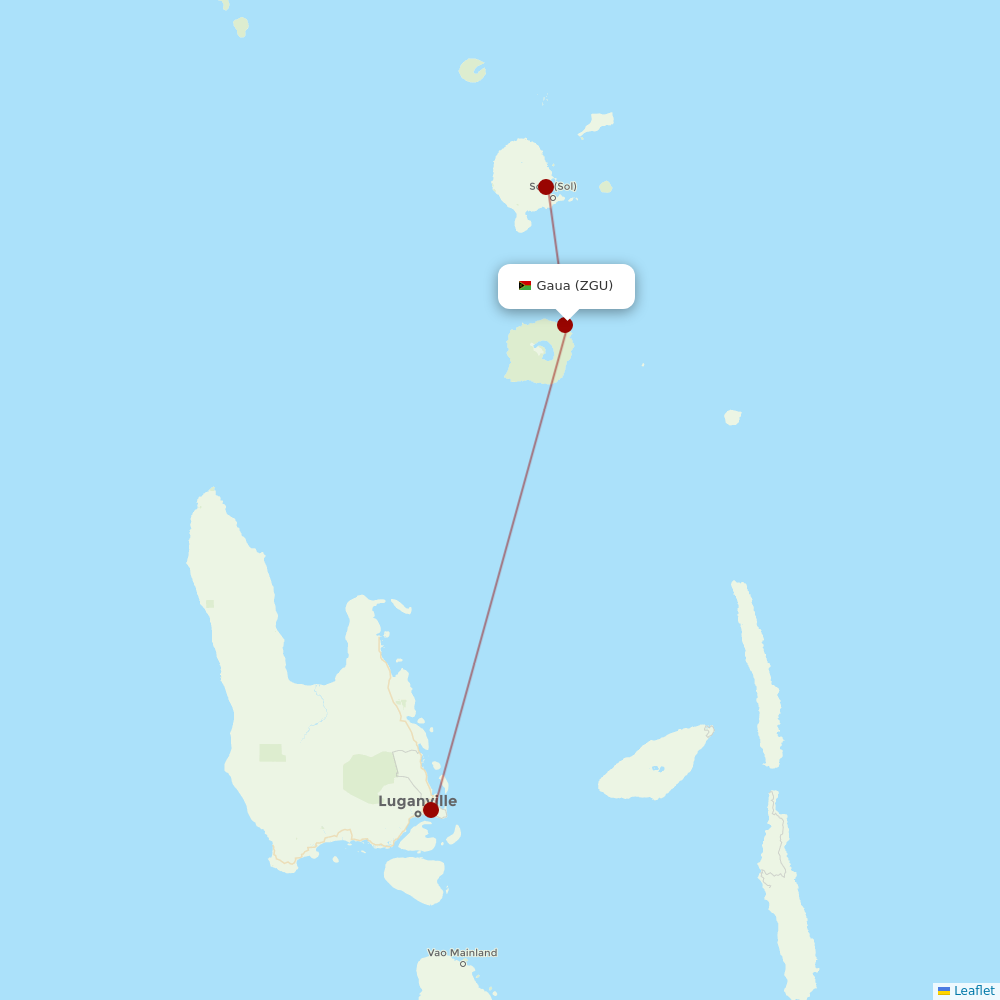 Air Vanuatu at ZGU route map