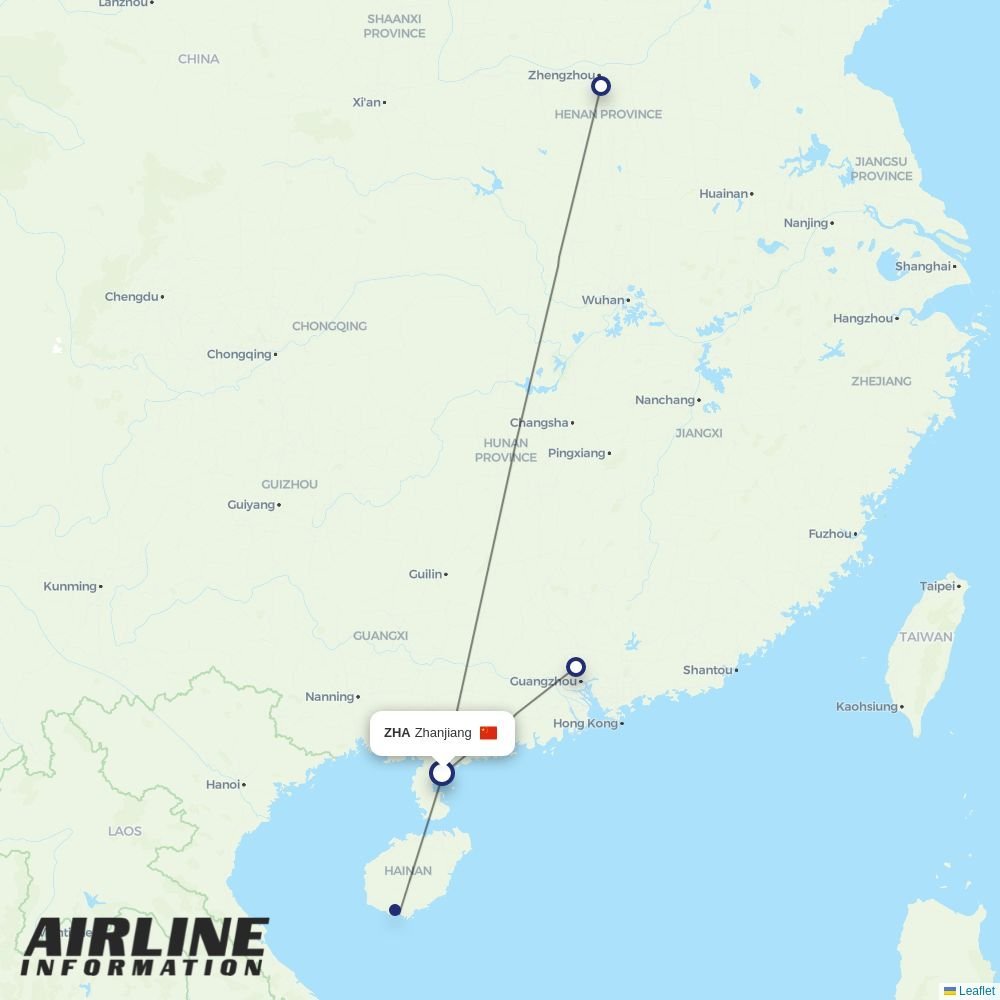 China Southern routes from ZHA
