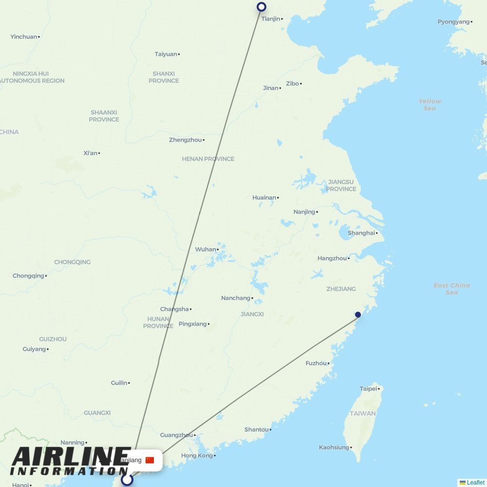 China United Airlines routes from ZHA