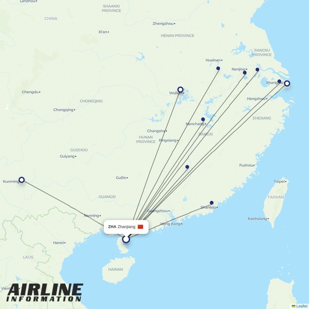 China Eastern routes from ZHA