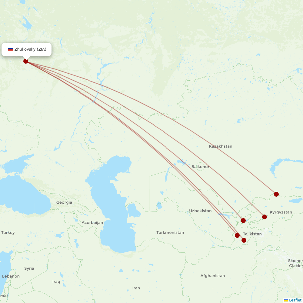 Ural Airlines at ZIA route map