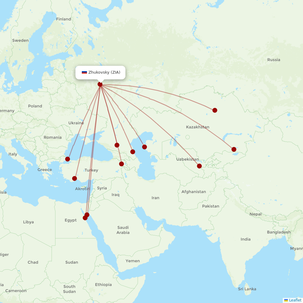 Red Wings at ZIA route map