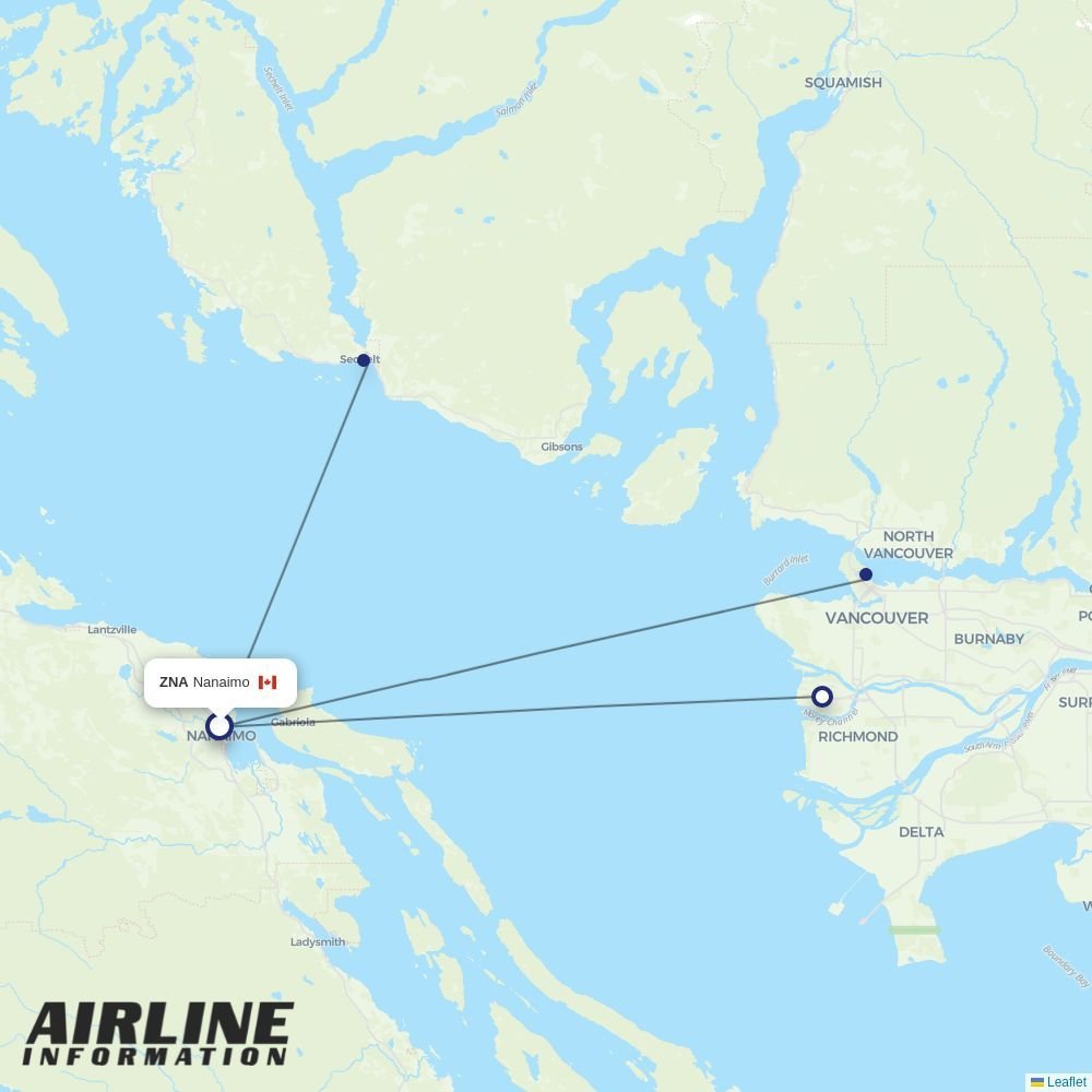 Harbour Air routes from ZNA