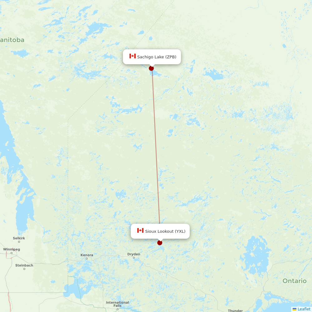 Bearskin Airlines at ZPB route map