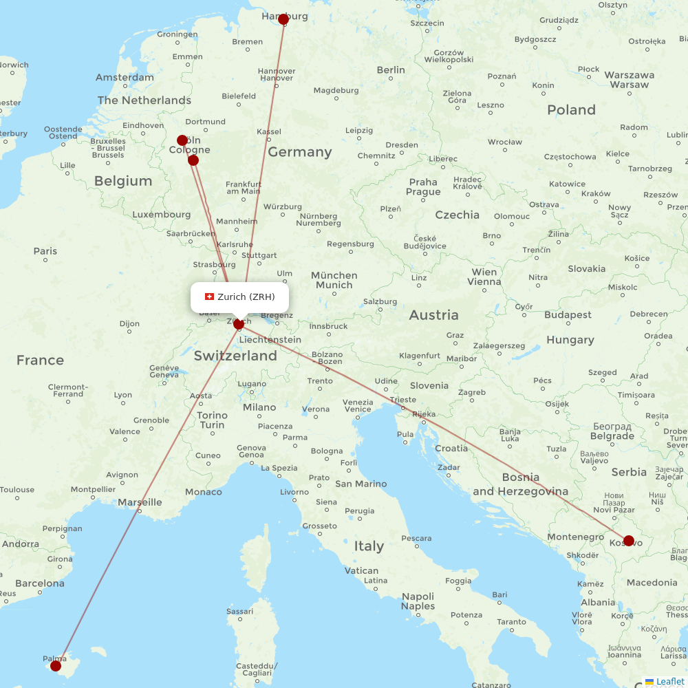 Eurowings at ZRH route map