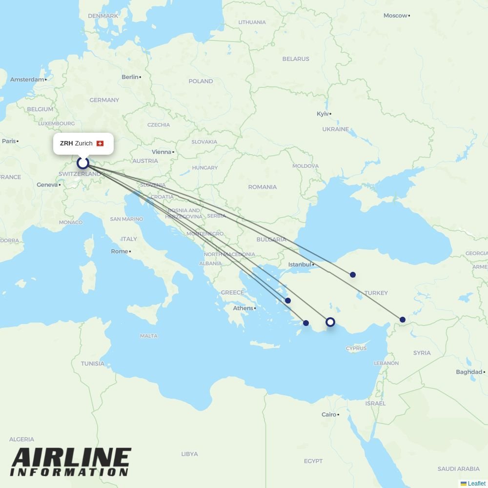 SunExpress routes from ZRH