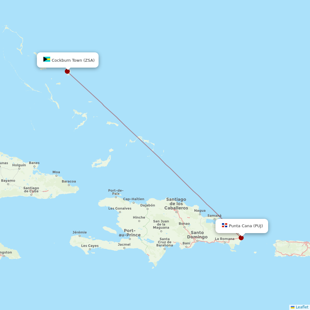 Air Caraibes at ZSA route map