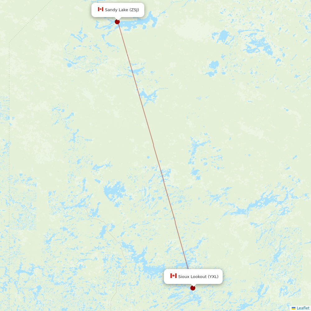 Bearskin Airlines at ZSJ route map