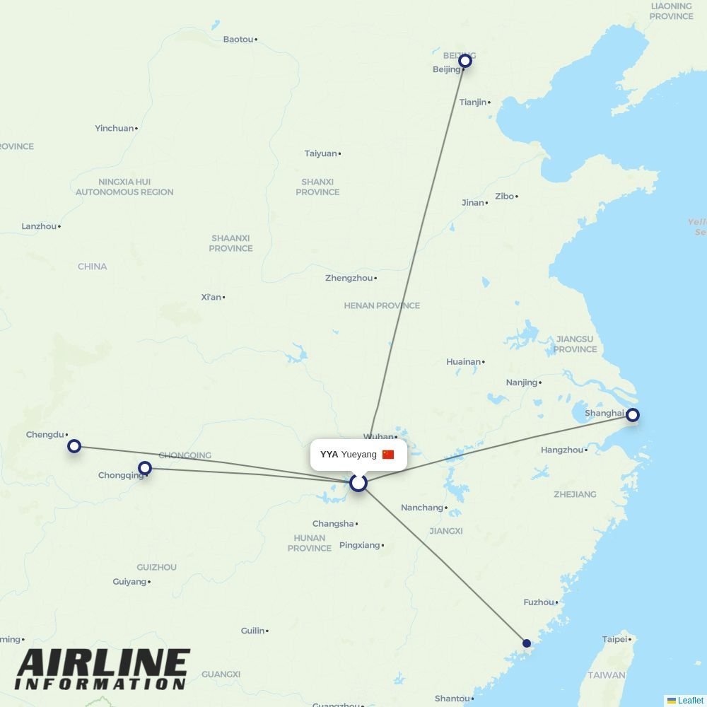 Donghai Airlines routes from ZUH