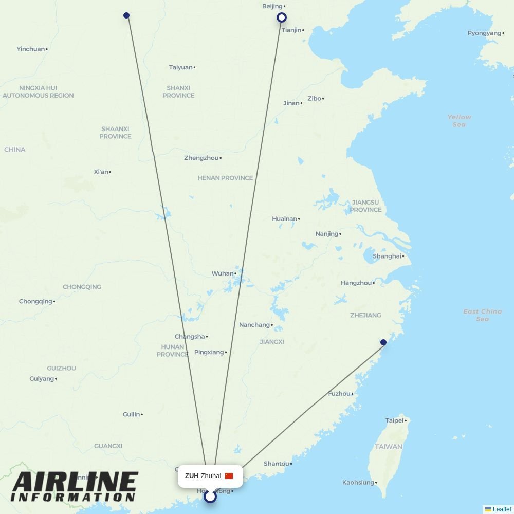 China United Airlines routes from ZUH