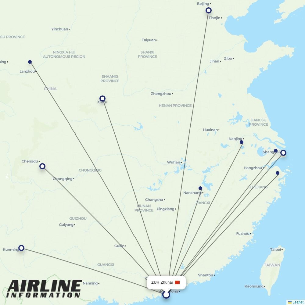 China Eastern routes from ZUH