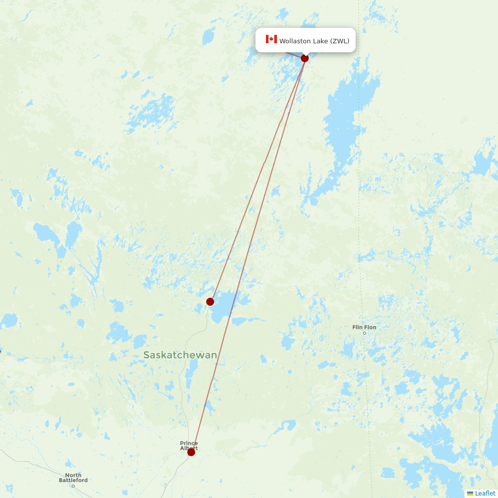 Transwest Air at ZWL route map