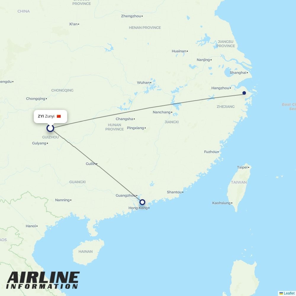 Donghai Airlines routes from ZYI