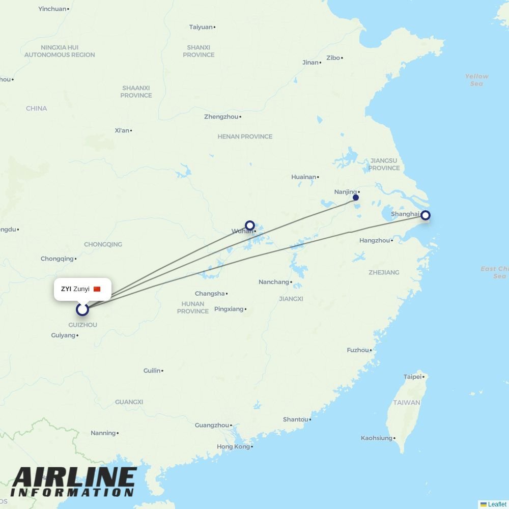China Eastern routes from ZYI